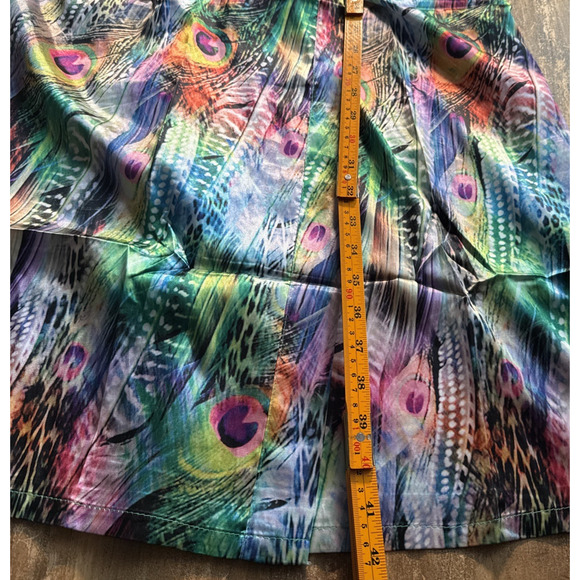 Oriental Village Silk Collection Rainbow Multi Kimono Robe Peacock Print Size OS - Picture 6 of 7